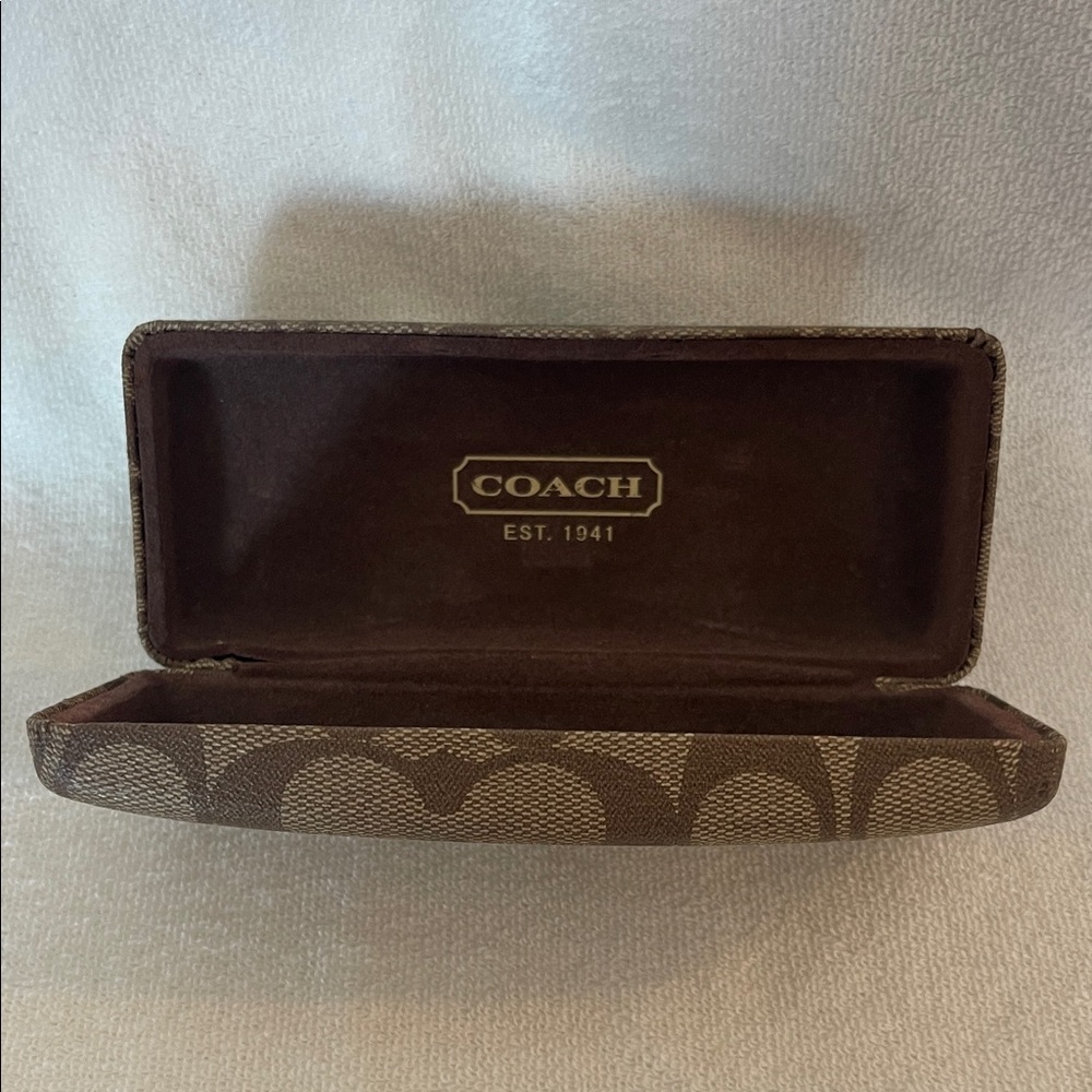 Coach Signature Pattern Tan Eyeglass Case